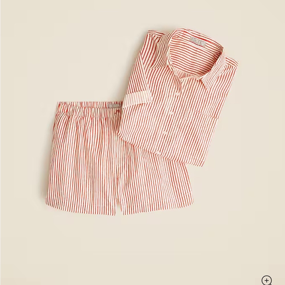 J.Crew Cotton poplin striped short set in stripe NWT